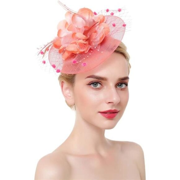 Fascinators Hat for Women Tea Party Headpiece Wedding Cocktail Flower - Picture 2 of 7